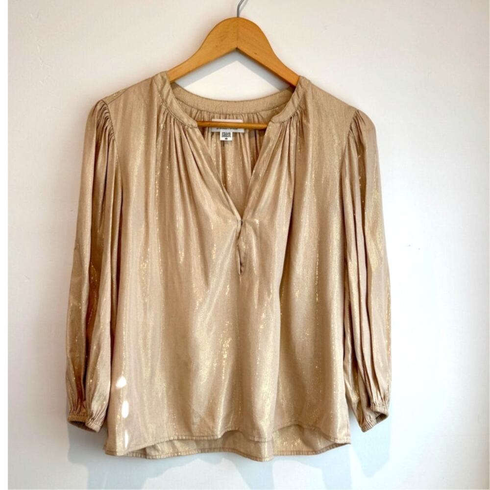 Velvet by Graham & Spencer Metallic Gold Blouse – Size XS – Shimmer Peasant Top